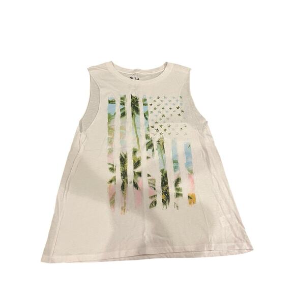 Billabong White USA Flag Vacation Shirt Tank Top Size Small - Picture 3 of 7